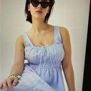J. Crew Light Blue Smocked Midi Dress in Linen